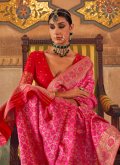 Pink color Banarasi Contemporary Saree with Woven - 1