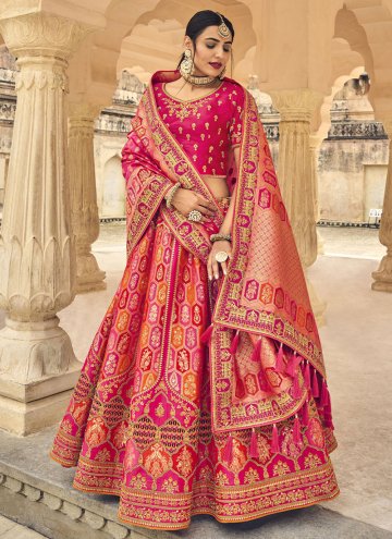 Pink color Banarasi Designer Lehenga Choli with Em