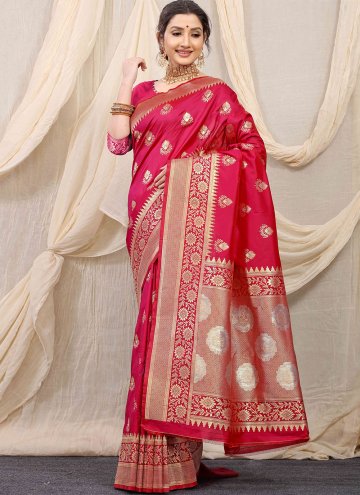 Pink color Banarasi Designer Saree with Jacquard W