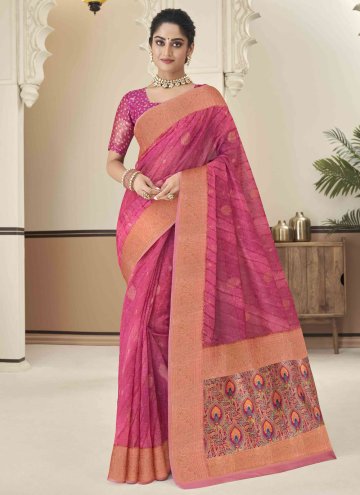 Pink color Bandhej Print Silk Classic Designer Saree