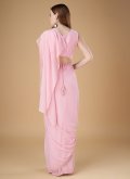 Pink color Border Georgette Designer Saree - 2