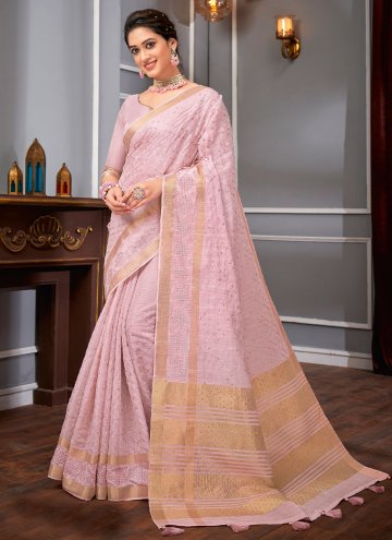 Pink color Border Silk Trendy Saree