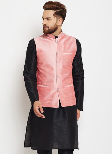 Pink color Buttons Art Dupion Silk Nehru Jackets