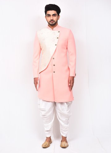 Pink color Buttons Cotton  Indo Western Sherwani