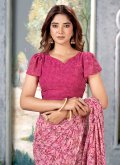 Pink color Chiffon Classic Designer Saree with Printed - 1