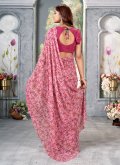 Pink color Chiffon Classic Designer Saree with Printed - 2