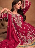 Pink color Chinon Salwar Suit with Embroidered - 1