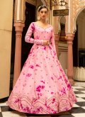 Pink color Cotton  Floor Length Trendy Gown with Embroidered - 1