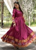 Pink color Cotton  Gown with Woven - 2
