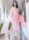 Pink color Cotton  Pant Style Suit with Embroidered - 2