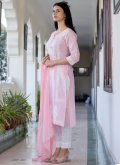 Pink color Cotton  Pant Style Suit with Embroidered - 3