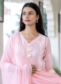 Pink color Cotton  Pant Style Suit with Embroidered - 4