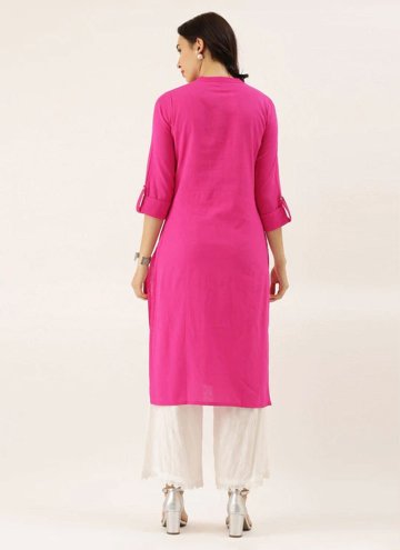 Pink color Cotton  Party Wear Kurti with Plain Work