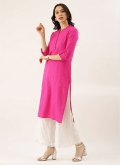 Pink color Cotton  Party Wear Kurti with Plain Work - 2