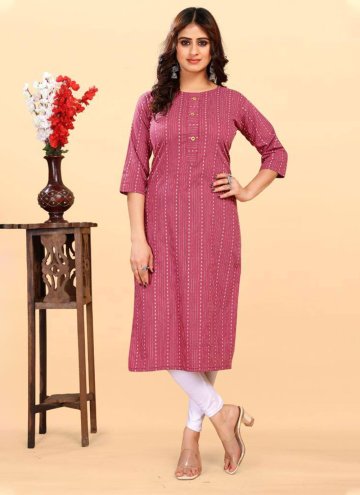 Pink color Cotton  Party Wear Kurti with Print