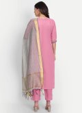 Pink color Cotton  Salwar Suit with Embroidered - 1