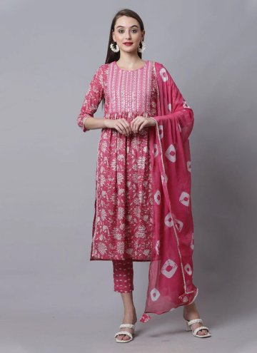 Pink color Cotton  Trendy Salwar Kameez with Flora