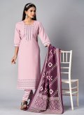 Pink color Cotton  Trendy Salwar Kameez with Jacquard Work - 3