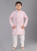 Pink color Digital Print Polyester Kurta Pyjama - 1