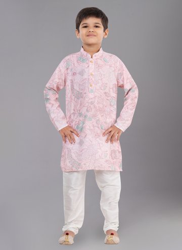 Pink color Digital Print Polyester Kurta Pyjama