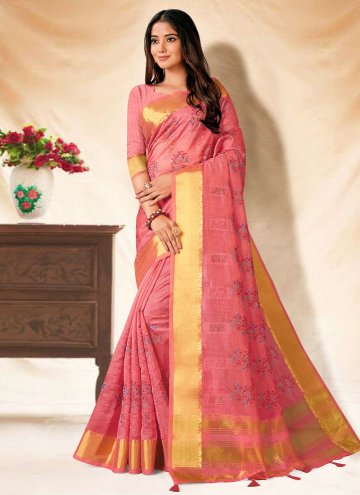 Pink color Embroidered Banarasi Classic Designer S