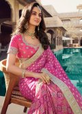 Pink color Embroidered Chanderi Classic Designer Saree - 1