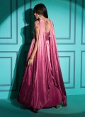 Pink color Embroidered Chinon Floor Length Gown - 2