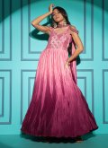 Pink color Embroidered Chinon Floor Length Gown - 3