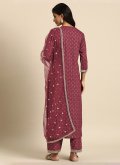 Pink color Embroidered Cotton  Salwar Suit - 1