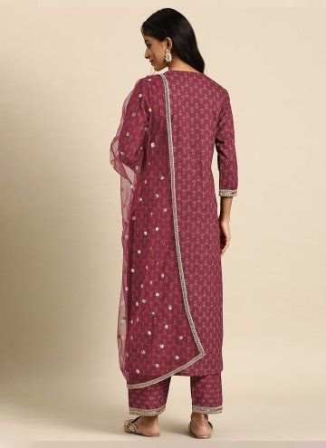 Pink color Embroidered Cotton  Salwar Suit