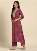 Pink color Embroidered Cotton  Salwar Suit - 2