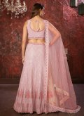 Pink color Embroidered Faux Georgette A Line Lehenga Choli - 2