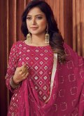 Pink color Embroidered Faux Georgette Designer Pakistani Salwar Suit - 1