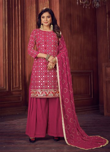 Pink color Embroidered Faux Georgette Designer Pakistani Salwar Suit