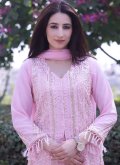 Pink color Embroidered Faux Georgette Designer Salwar Kameez - 1