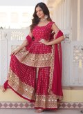 Pink color Embroidered Faux Georgette Salwar Suit - 1