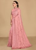 Pink color Embroidered Georgette Contemporary Saree - 1