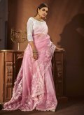 Pink color Embroidered Khadi Classic Designer Saree - 2
