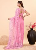 Pink color Embroidered Net Contemporary Saree - 2
