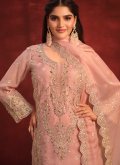 Pink color Embroidered Organza Salwar Suit - 2