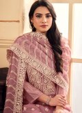 Pink color Embroidered Organza Salwar Suit - 1
