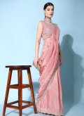 Pink color Embroidered Silk Designer Saree - 2