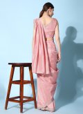 Pink color Embroidered Silk Designer Saree - 3