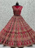 Pink color Embroidered Velvet Designer Lehenga Choli - 1