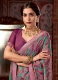 Pink color Fancy Fabric Contemporary Saree with Print - 1
