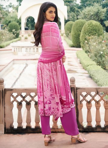 Pink color Faux Crepe Salwar Suit with Digital Print