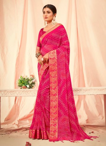 Pink color Georgette Casual Saree with Border