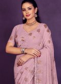 Pink color Georgette Classic Designer Saree with Embroidered - 1