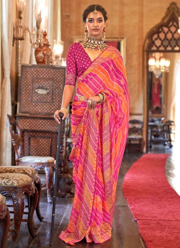 Pink color Georgette Designer Saree with Border