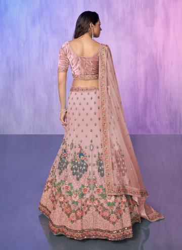 Pink color Georgette Lehenga Choli with Embroidered
